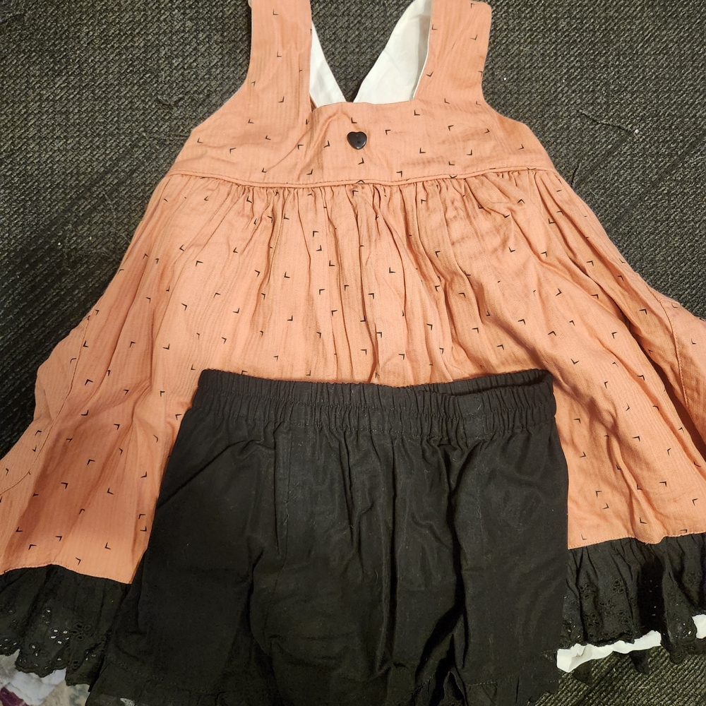 Well Dressed Wolf Peach and Black Kids Matching Set